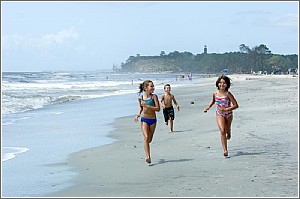 Playing on the Beach at Hunting Island